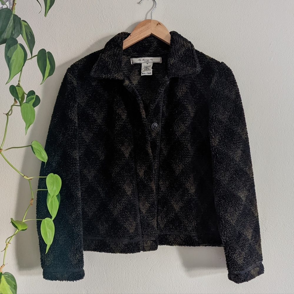 The Barrage Co | VTG | Patterned Green Sherpa Button-Front Jacket